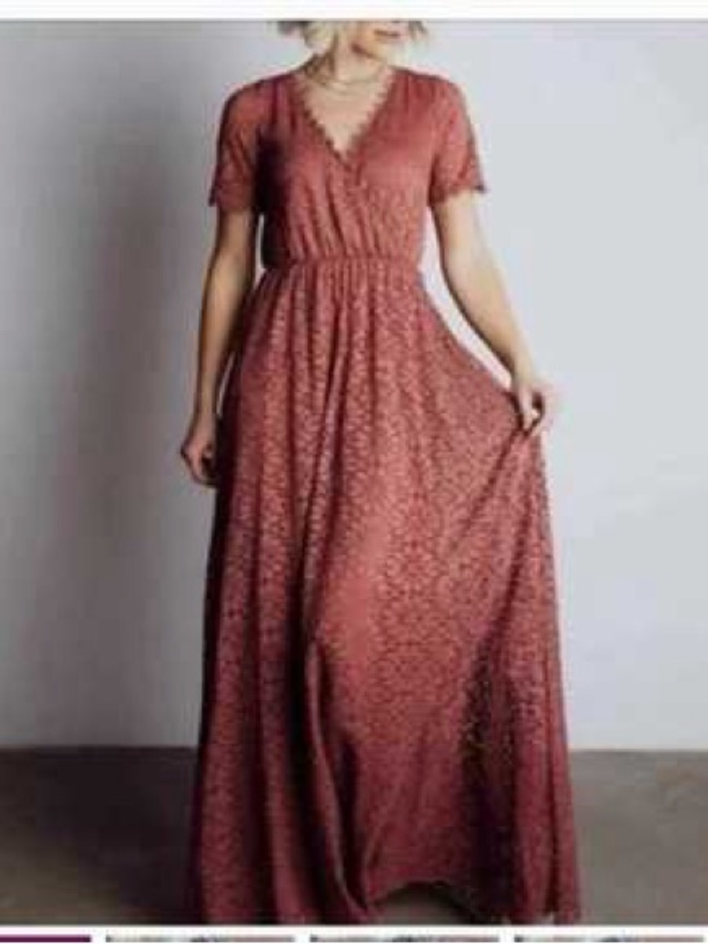 Baltic Born Berry color Lace V-Neck Maxi Dress